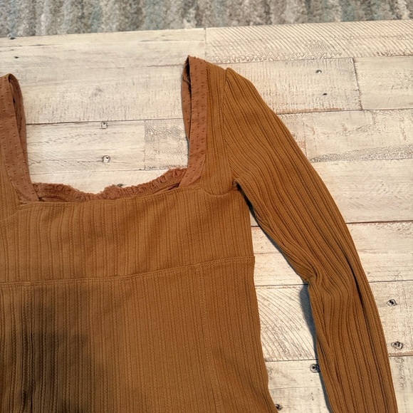 Free People Sugar Sugar Y2K style Square Neck Top Size XS Mustard - Picture 9 of 11